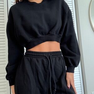 Zara Black Cropped Hoodie Set